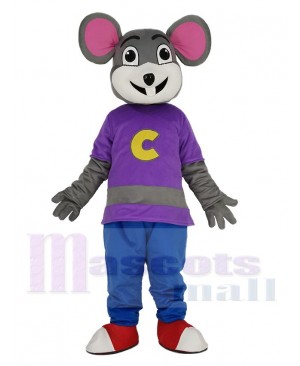 Chuck E. Cheese Mascot Costume Mouse with Purple Coat