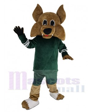 Cute Arizona Coyote Wolf Mascot Costume Animal in Forest Green Jersey