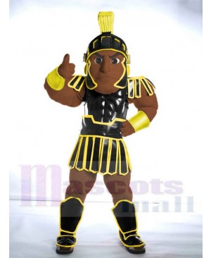 Dark Brown Skin Spartan Trojan Knight Sparty Mascot Costume People
