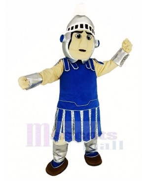 Dark Blue Titan Spartan Sparty with Silver Helmet Mascot Costume People