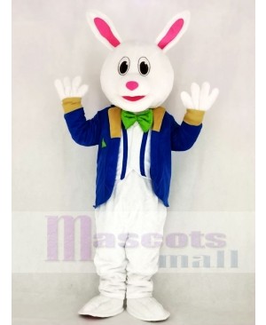 Funny Easter Bunny Rabbit with Blue Suit Mascot Costume Animal 