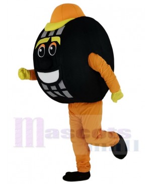 Orange Auto Tyre Cab Tire Mascot Costume Cartoon