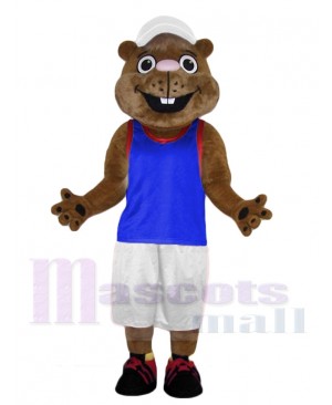 Gopher in Blue Jersey Mascot Costume Animal