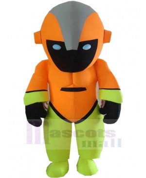 Green and Orange Robot Mascot Costume People