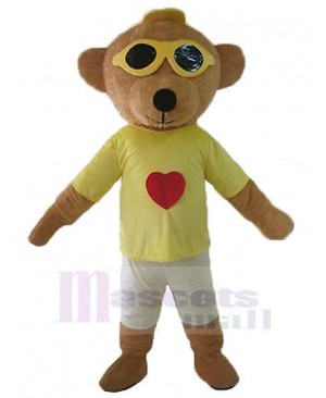 Teddy Bear with Sunglasses Mascot Costume For Adults Mascot Heads