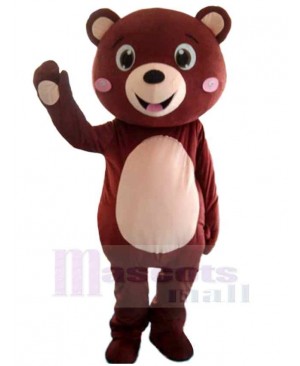 Happy Maroon Girl Bear Mascot Costume Animal