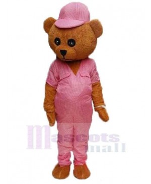 Teddy Bear with Pink Hat Mascot Costume Animal