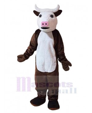 Brown and White Cow Mascot Costume Animal