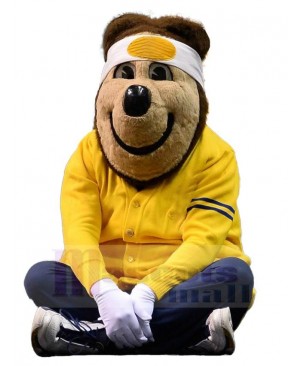 Power Bear in Yellow Clothes Mascot Costume Animal