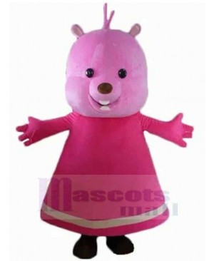 Pink Dress Bear Mascot Costume Animal