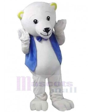Bear with Blue Bow Knot Mascot Costume Animal