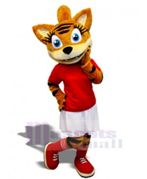 Female Tiger in White Skirt Mascot Costume For Adults Mascot Heads