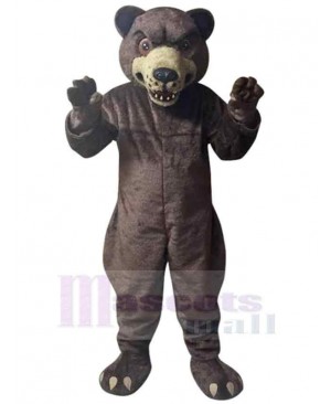Fierce Dark Brown Bear Mascot Costume For Adults Mascot Heads