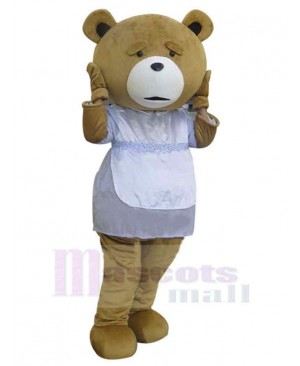 White Dress Teddy Bear Mascot Costume For Adults Mascot Heads