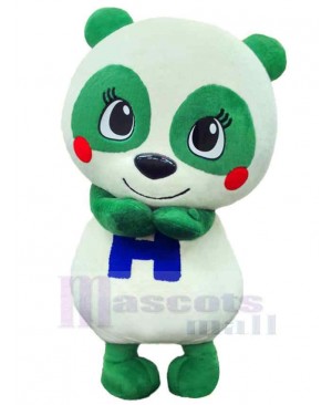 Green and White Panda Mascot Costume Animal