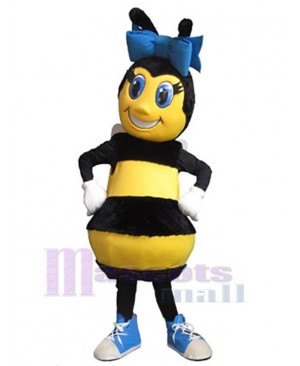 Bee with Blue Bowknot Mascot Costume Insect