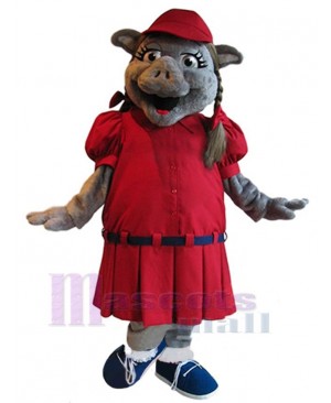 Pig in Red Dress Mascot Costume Animal