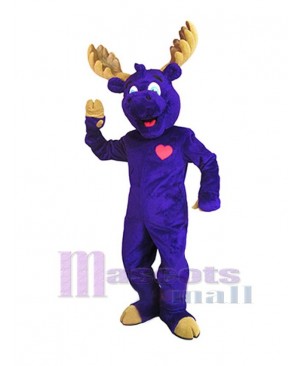 Happy Purple Moose Mascot Costume Animal