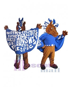 Moose with Blue Cape Mascot Costume Animal